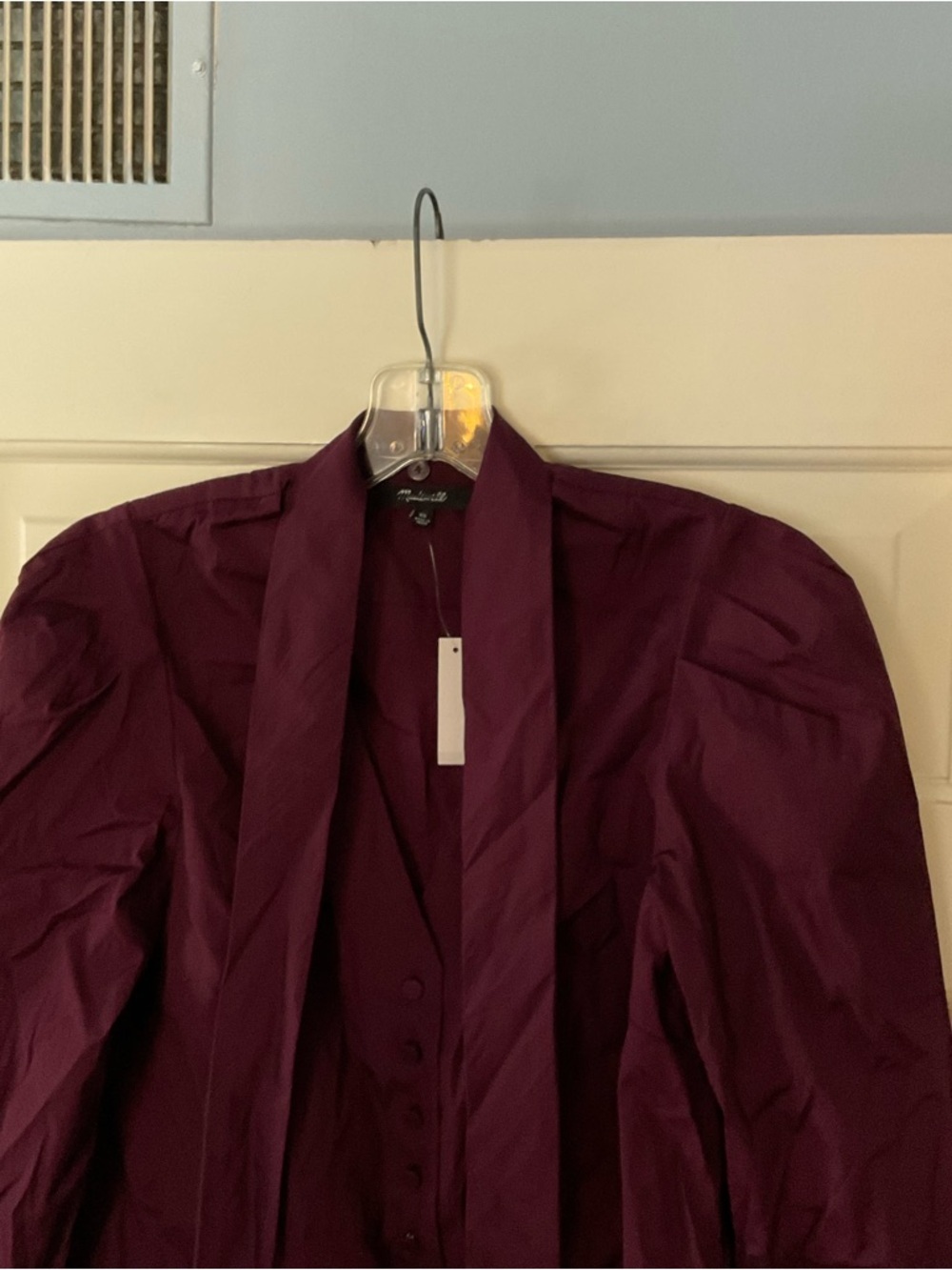 Madewell V-Neck Button-Front Top Dark Pomegranate Purple Tie Neck Size XS NWT - Picture 6 of 11